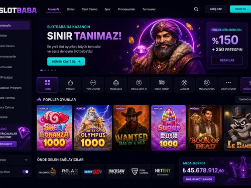 Slotbaba ana sayfa arayüz tasarımı
