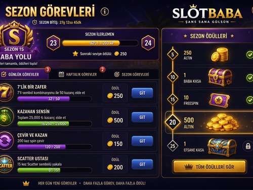 Slotbaba sezon görev paneli görseli