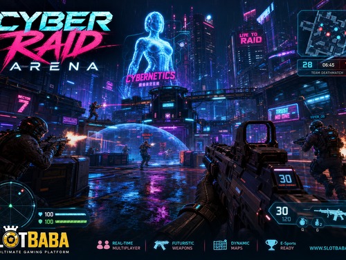 Cyber Raid Arena futuristik harita oyun sahnesi