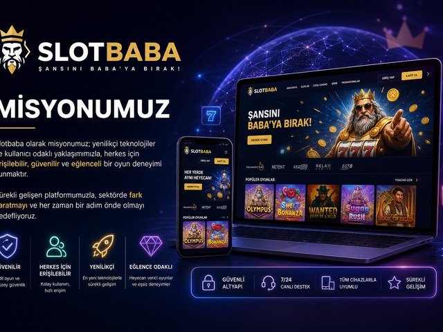 Slotbaba platformu misyon görseli, modern oyun arayüzü