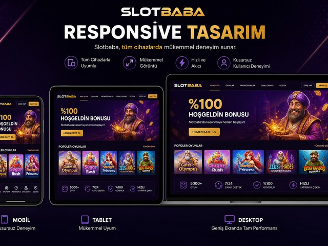 Slotbaba farklı ekranlarda responsive tasarım görseli